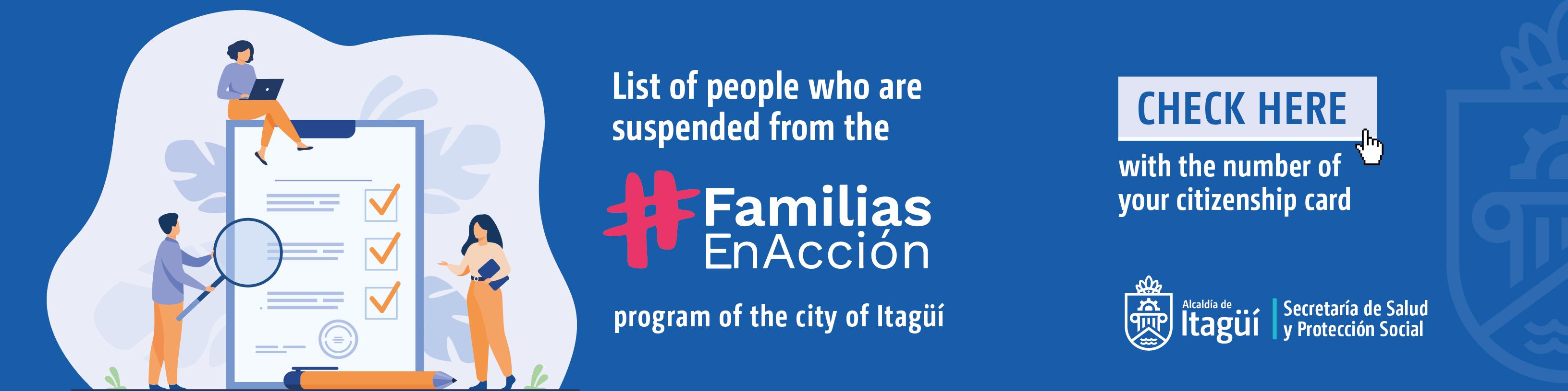 Image containing information and a link to see the list of families postponed in the fourth phase of operation of the Families in Action program
